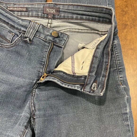 NYDJ Marilyn Straight Jeans Women's Size 6 Embroidered Back Pockets Mid Rise - Picture 9 of 11